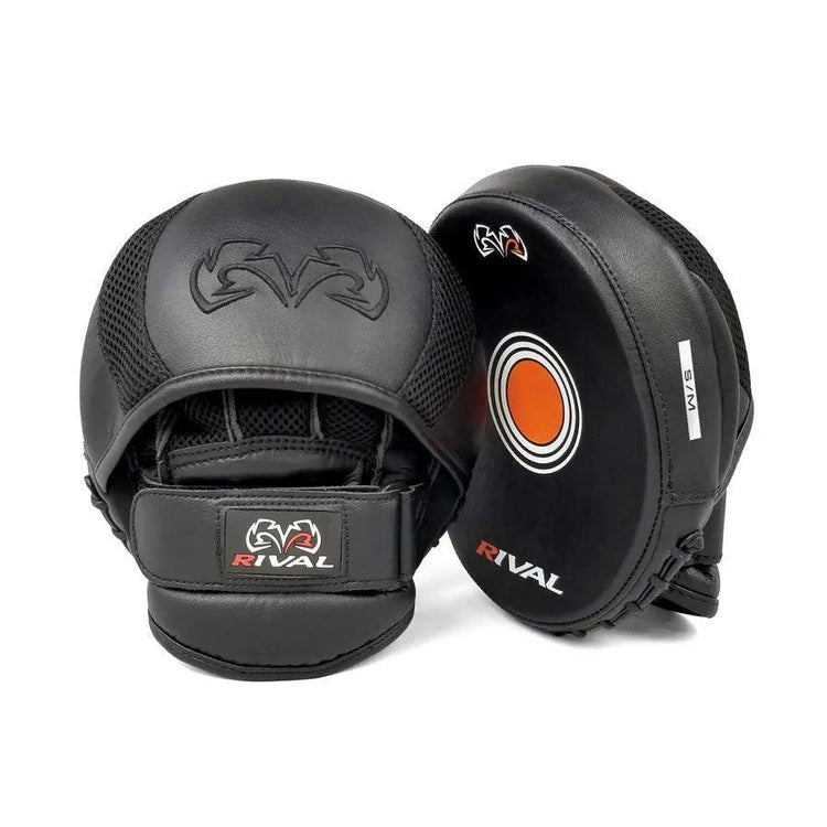 Black Rival boxing focus mitts with target design, used for boxing training